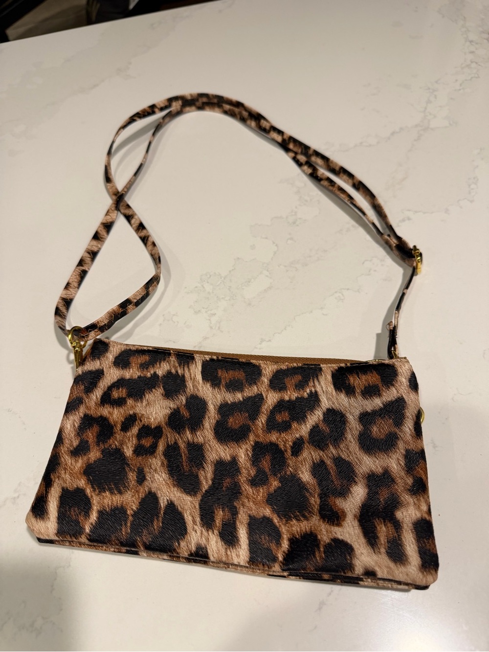 Leopard Print Crossbody Bag/Wristlet Brown Animal Print